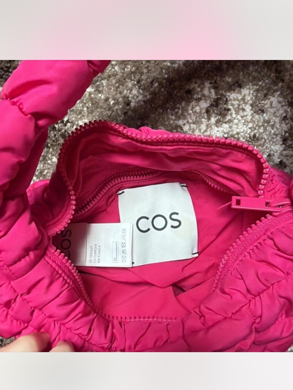 COS Quilted Mini Bag in Bright Pink Hobo Style - Picture 3 of 3